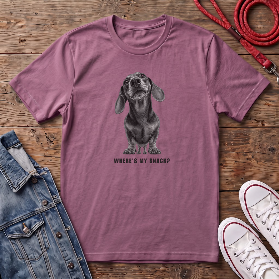 Dachshund Smooth Haired - Where's my snack? T-shirt