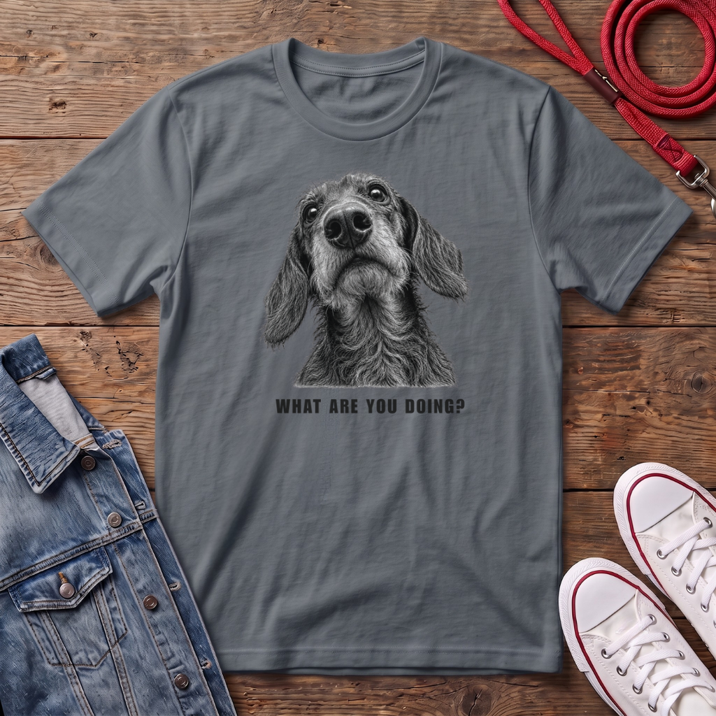 Dachshund Wired Haired - What are you Doing ? T-shirt
