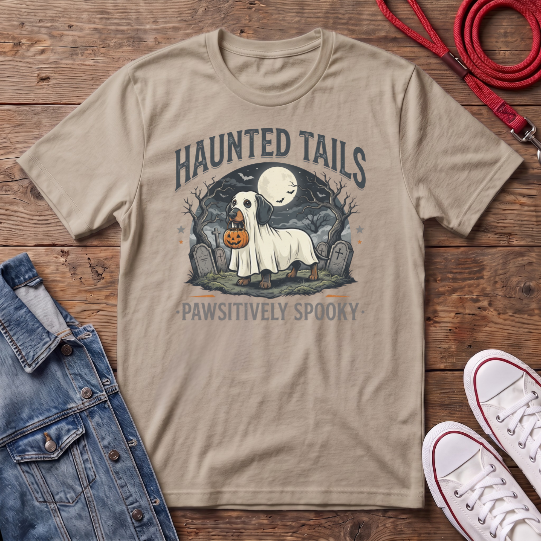 Haunted Tails Dachshund Halloween  T-shirt