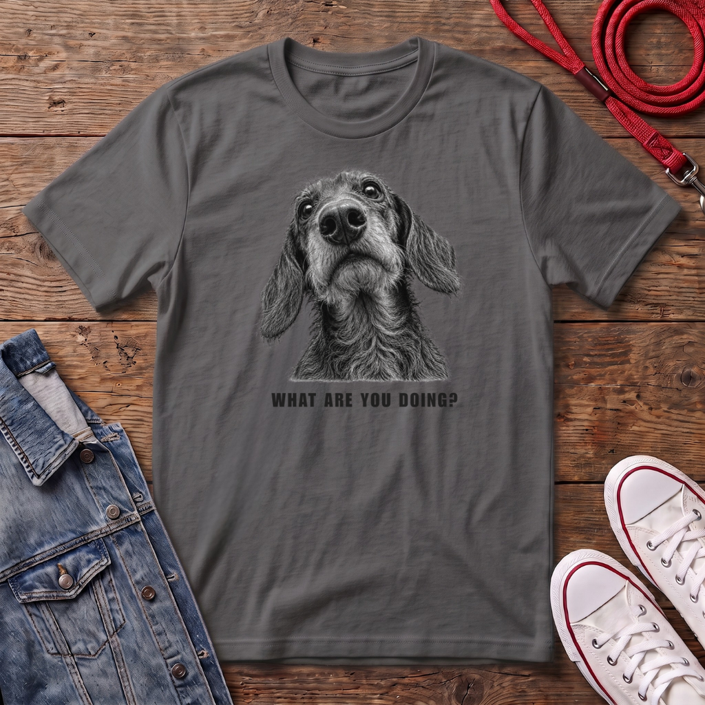 Dachshund Wired Haired - What are you Doing ? T-shirt