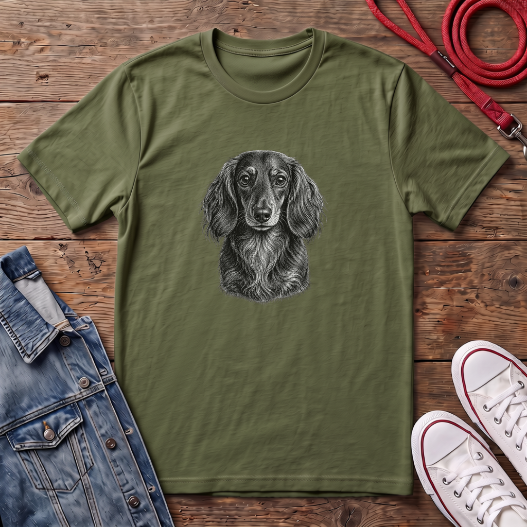 Dachshund Long Haired Face T-shirt